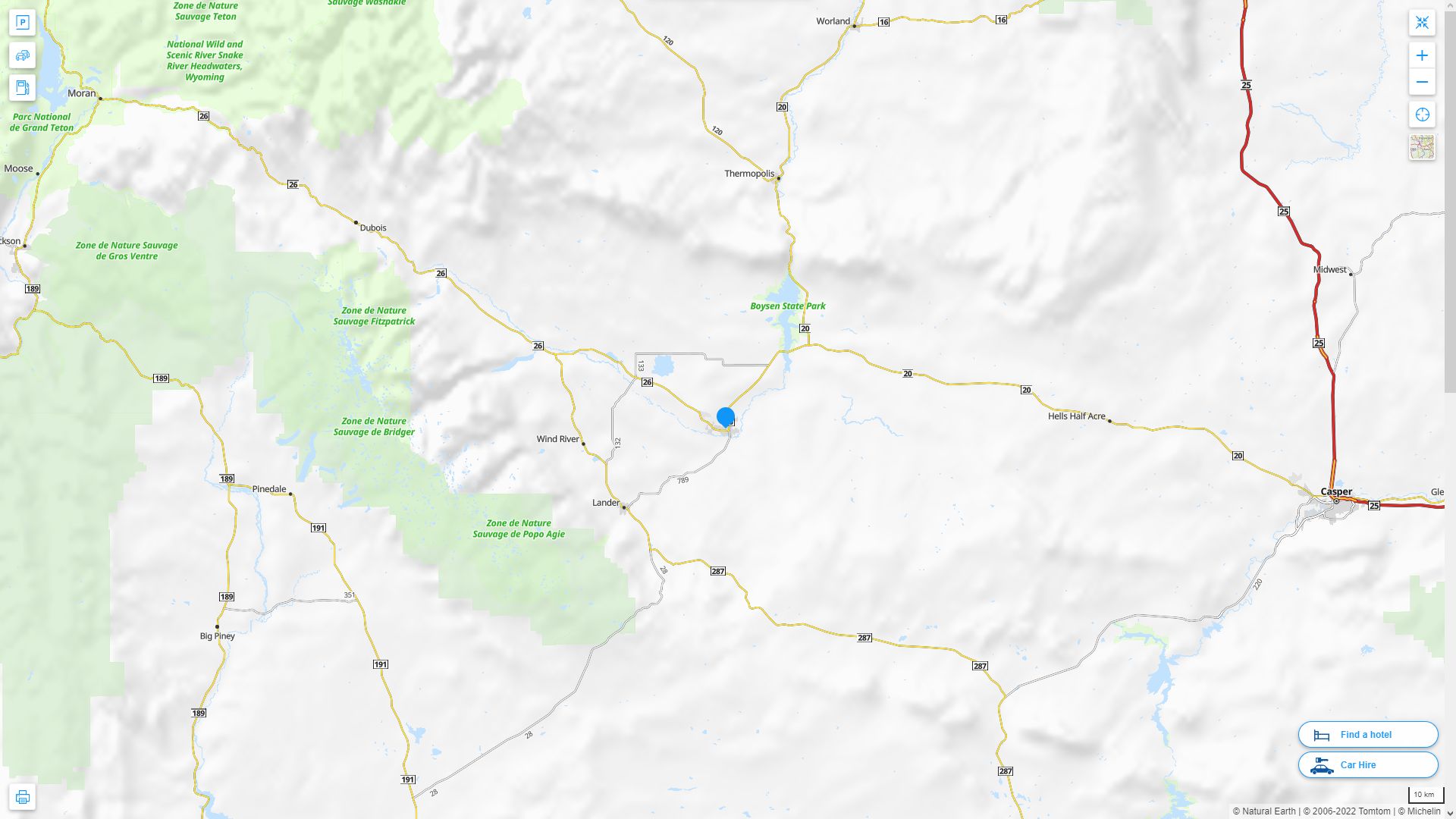 Riverton Wyoming Highway and Road Map